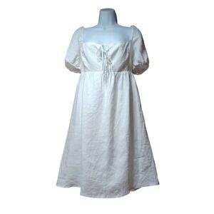Wilfred Aritzia‎ White Linen Size 10 Front Tie Puff Sleeve Cottage Boho Summer